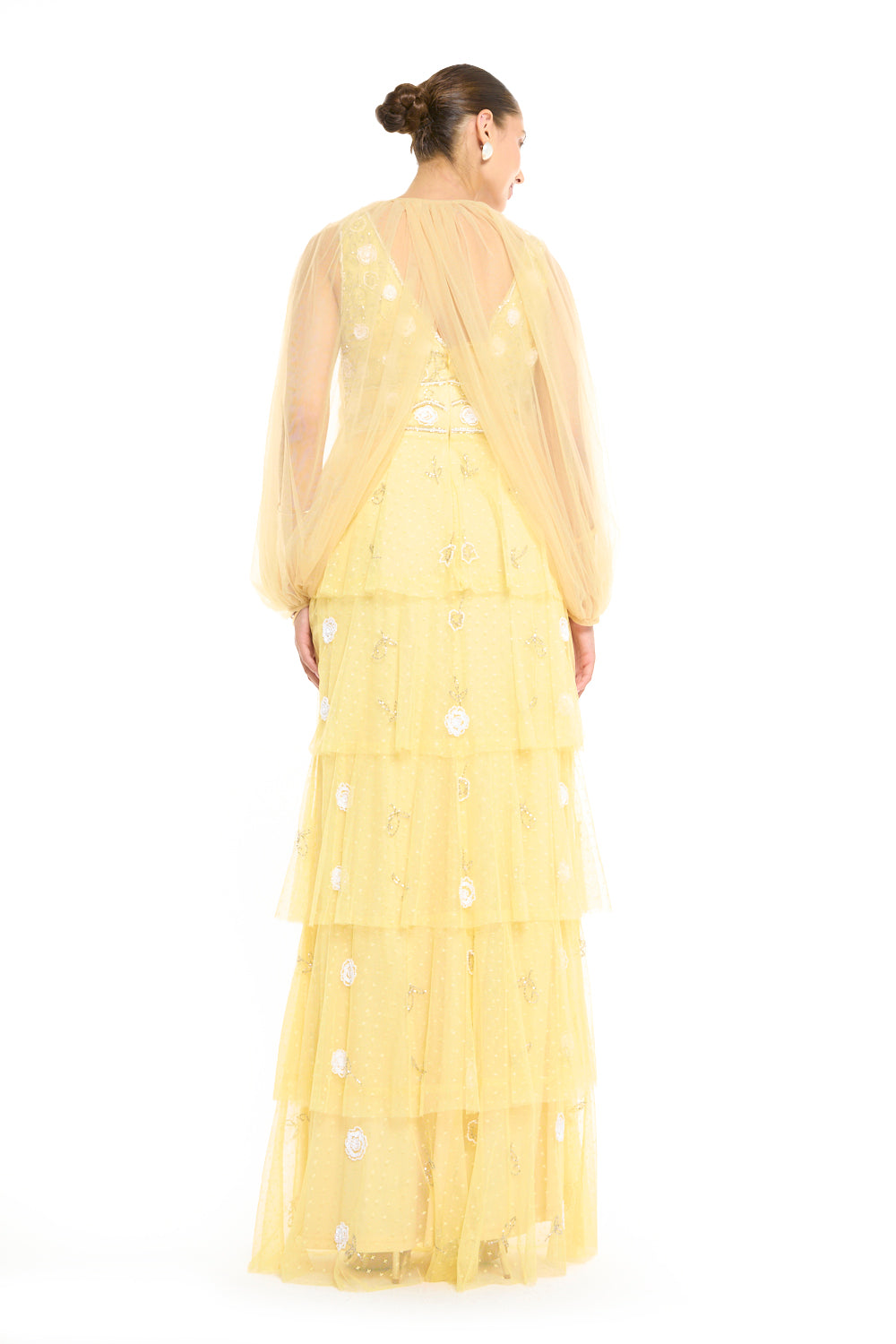 Tiered Overlay Embellished Gown