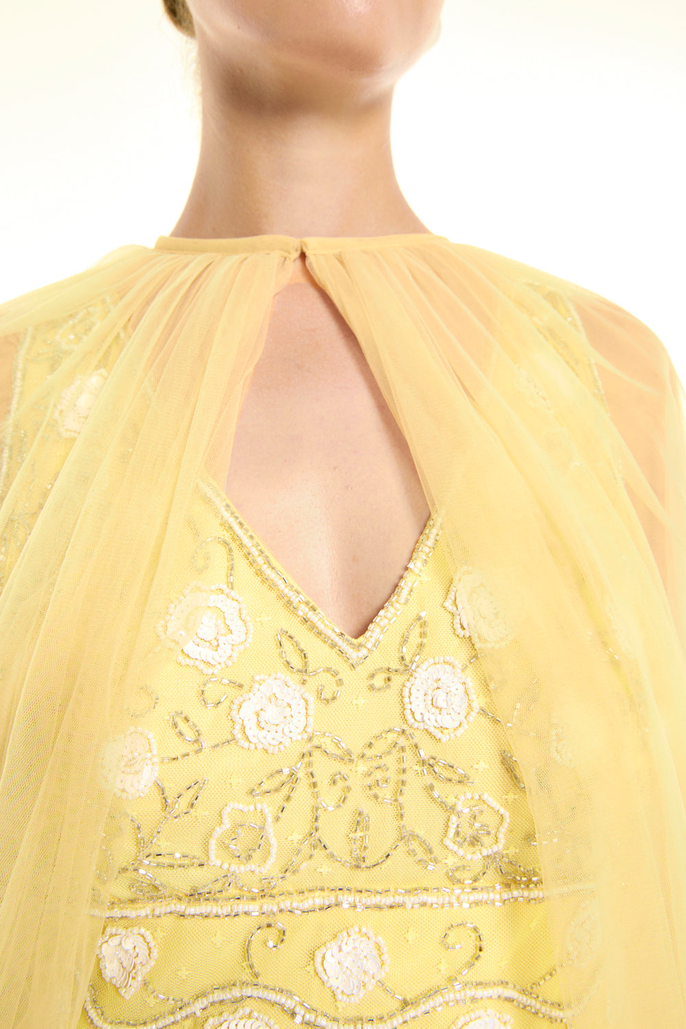 Tiered Overlay Embellished Gown