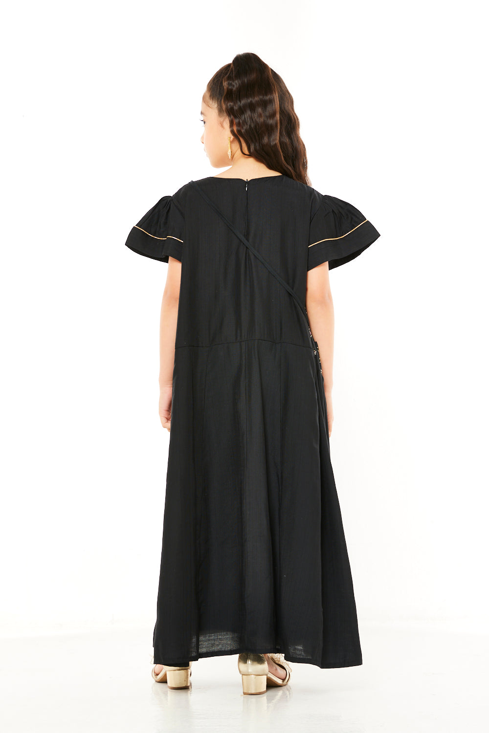 Folk Floral Embroidered Jalabiya with Crossbody Bag