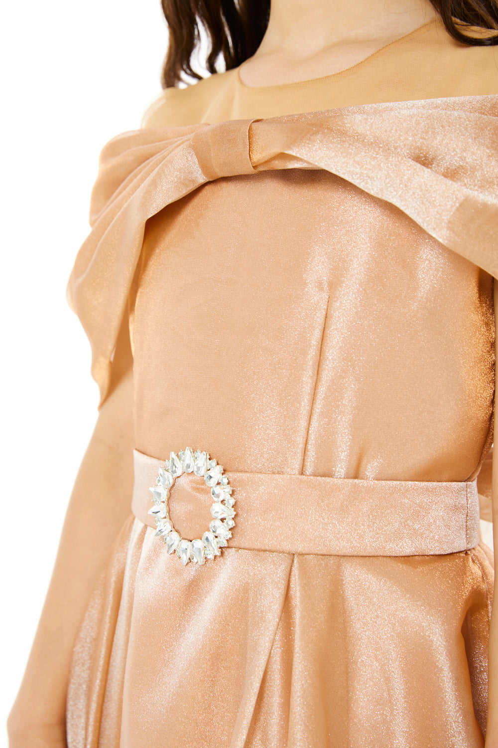 Bow-Draped Belted Gown