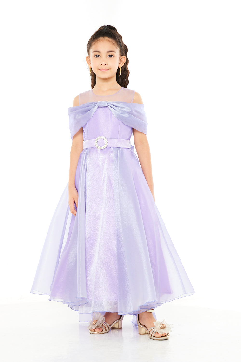 Bow-Draped Belted Gown