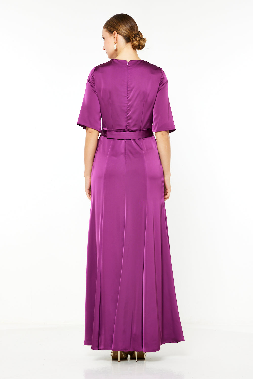 Floral Appliqué Cut-Out Neck Maxi Dress