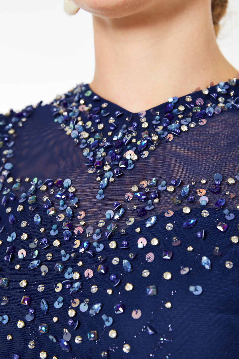 Embellished Cape-Style Gown