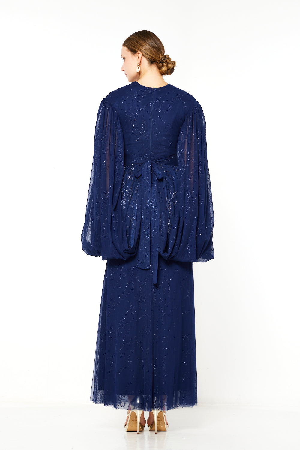 Embellished Cape-Style Gown