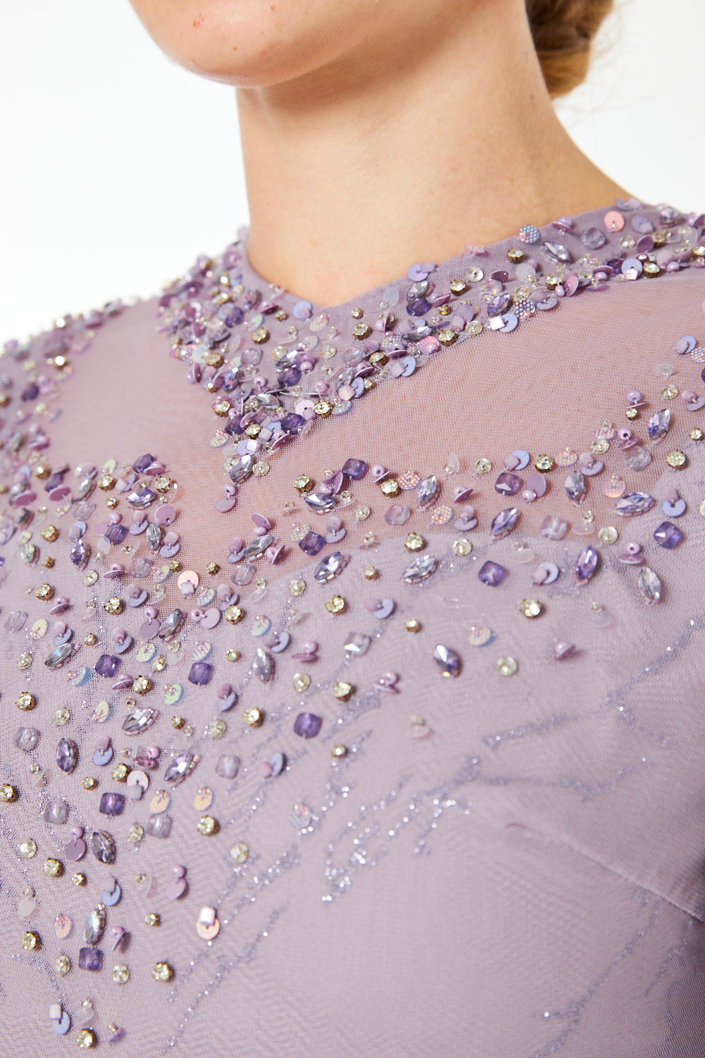 Embellished Cape-Style Gown