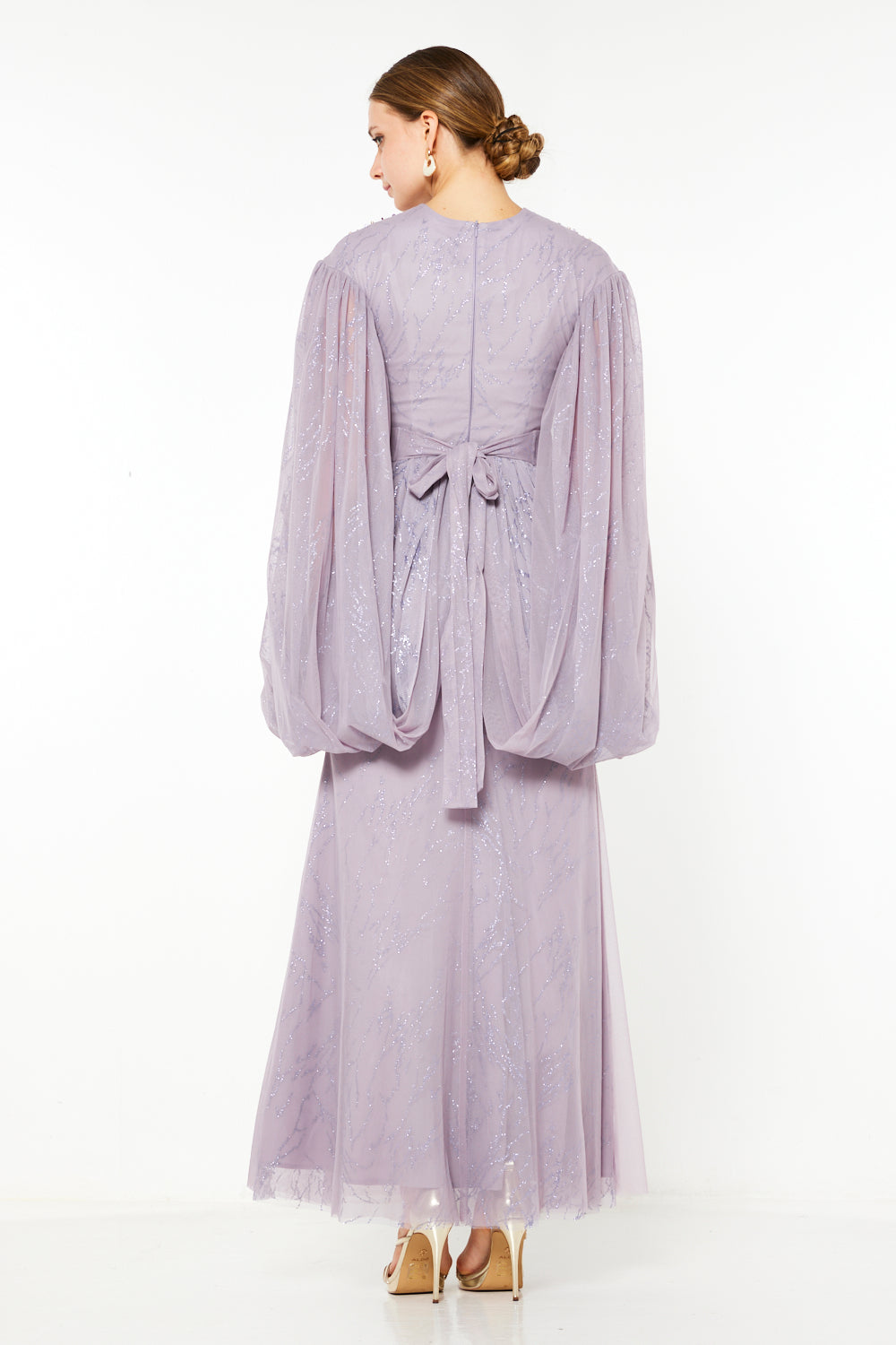 Embellished Cape-Style Gown