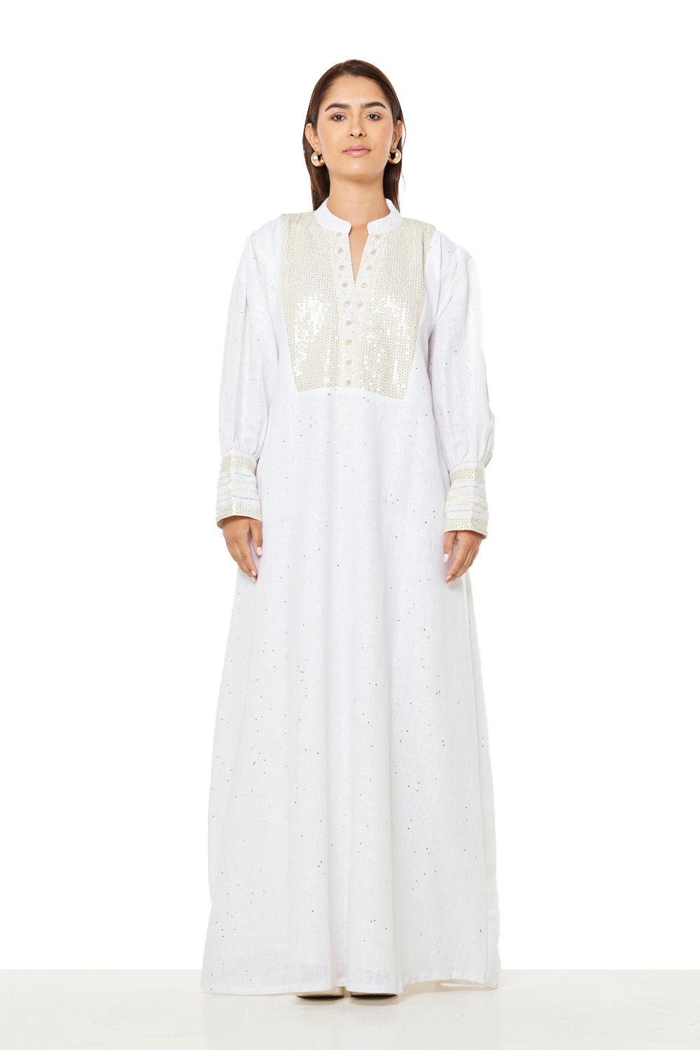 Soft Gleam Embroidered Panel Jalabiya