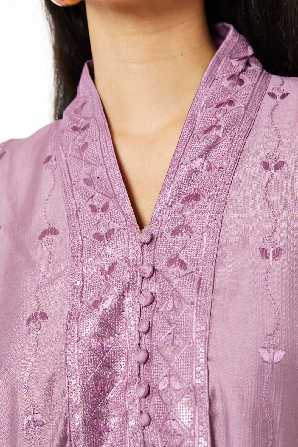 Amethyst Embroidered Panel Kaftan
