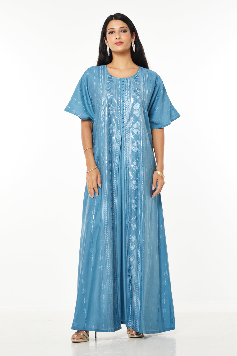 Azure Bloom Embroidered Kaftan