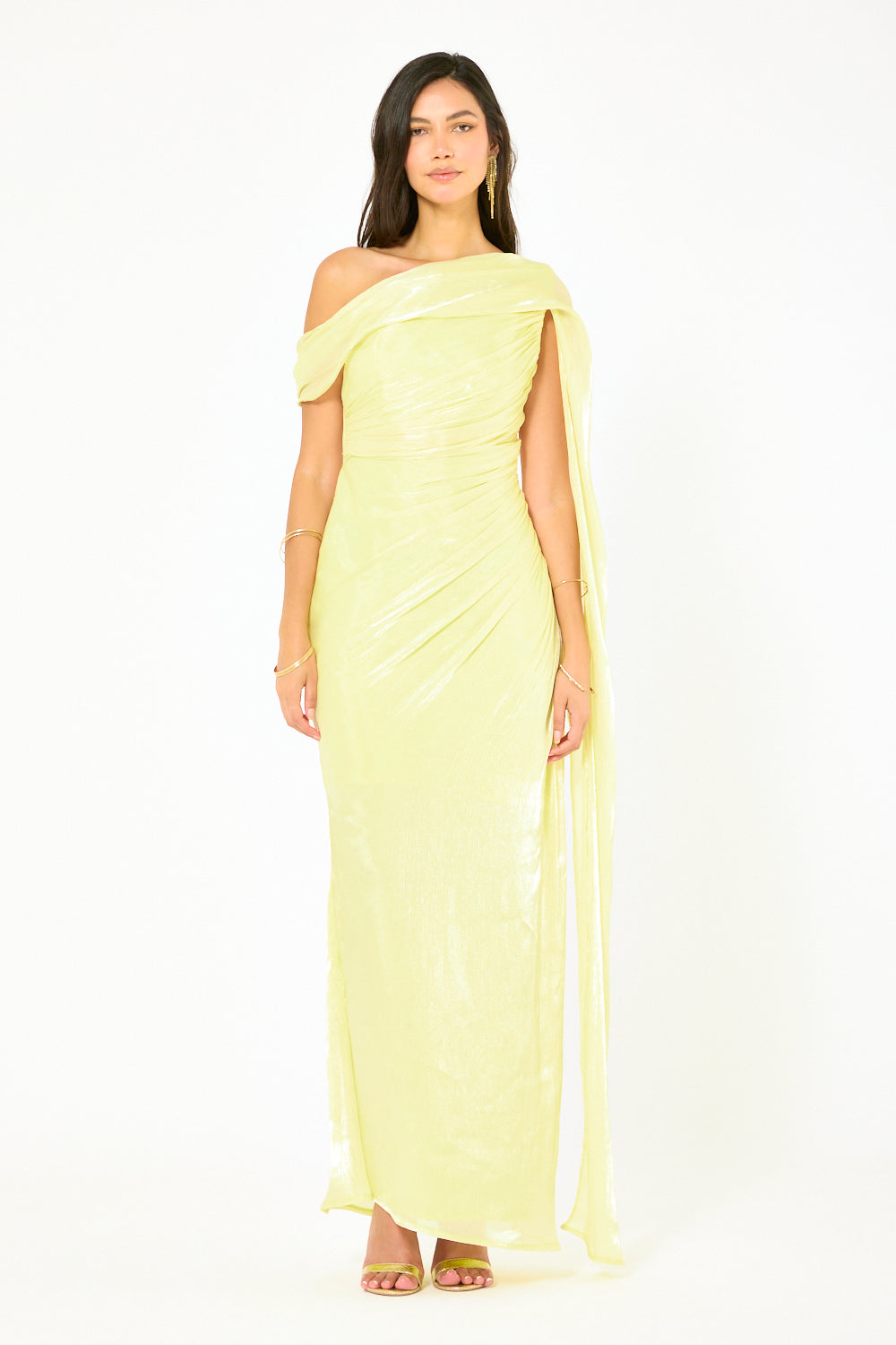 Liquid Sheen One-Shoulder Gown