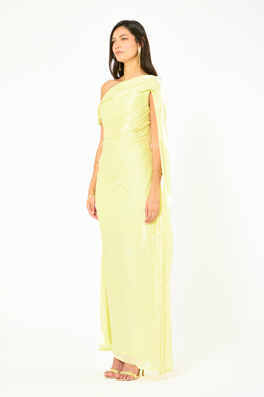 Liquid Sheen One-Shoulder Gown