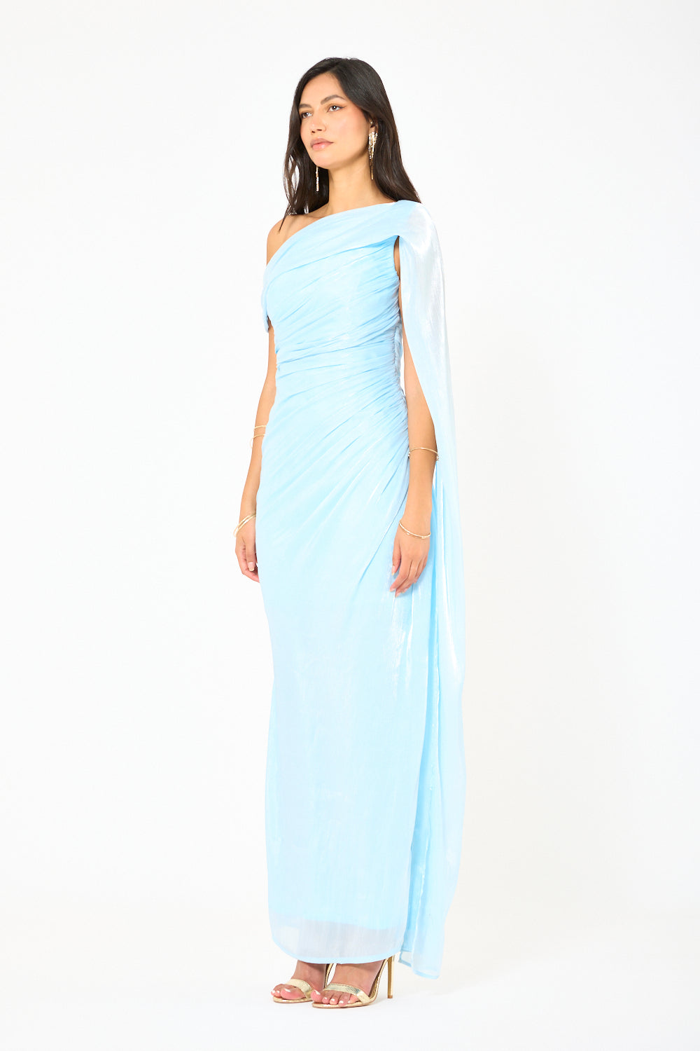 Liquid Sheen One-Shoulder Gown