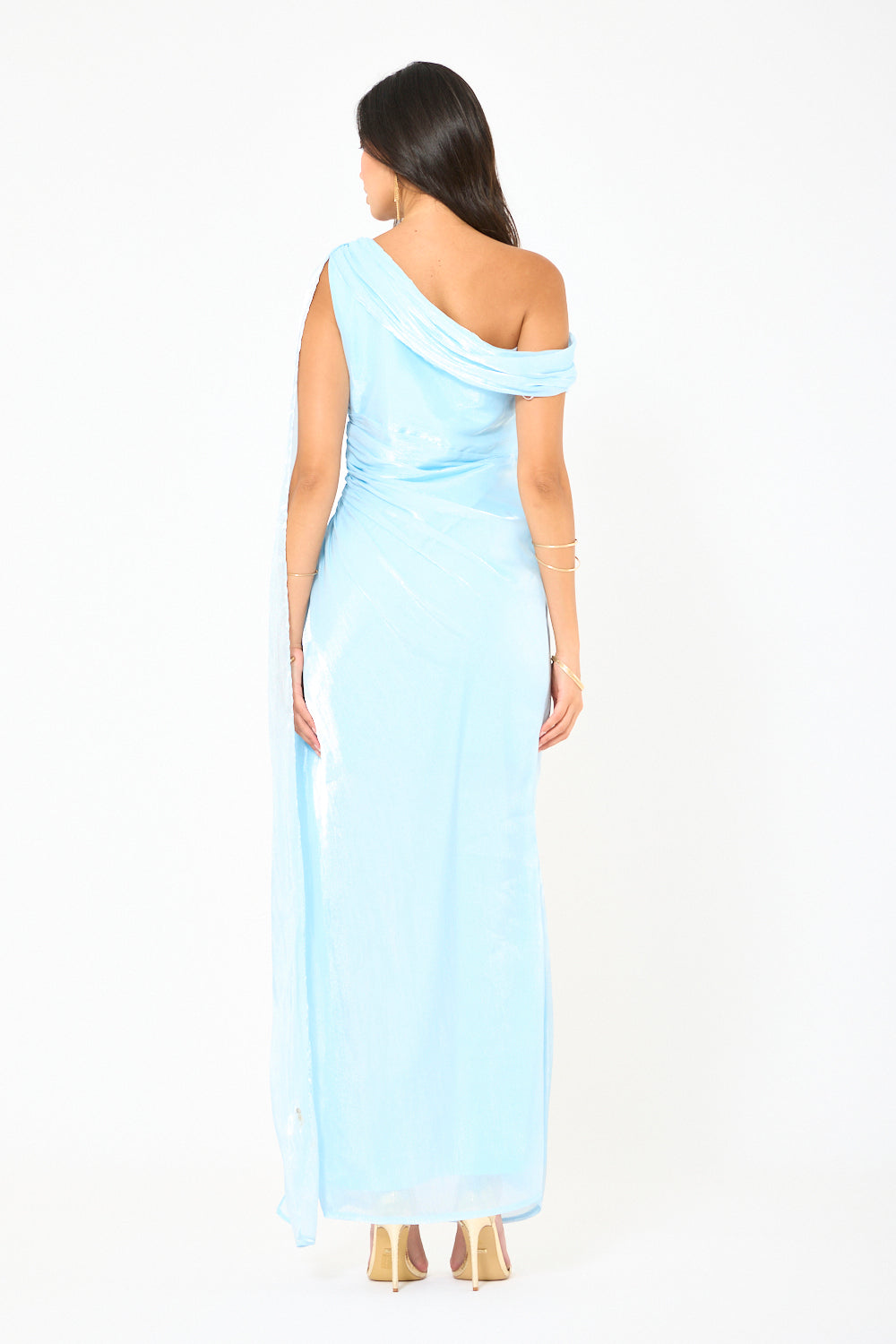 Liquid Sheen One-Shoulder Gown