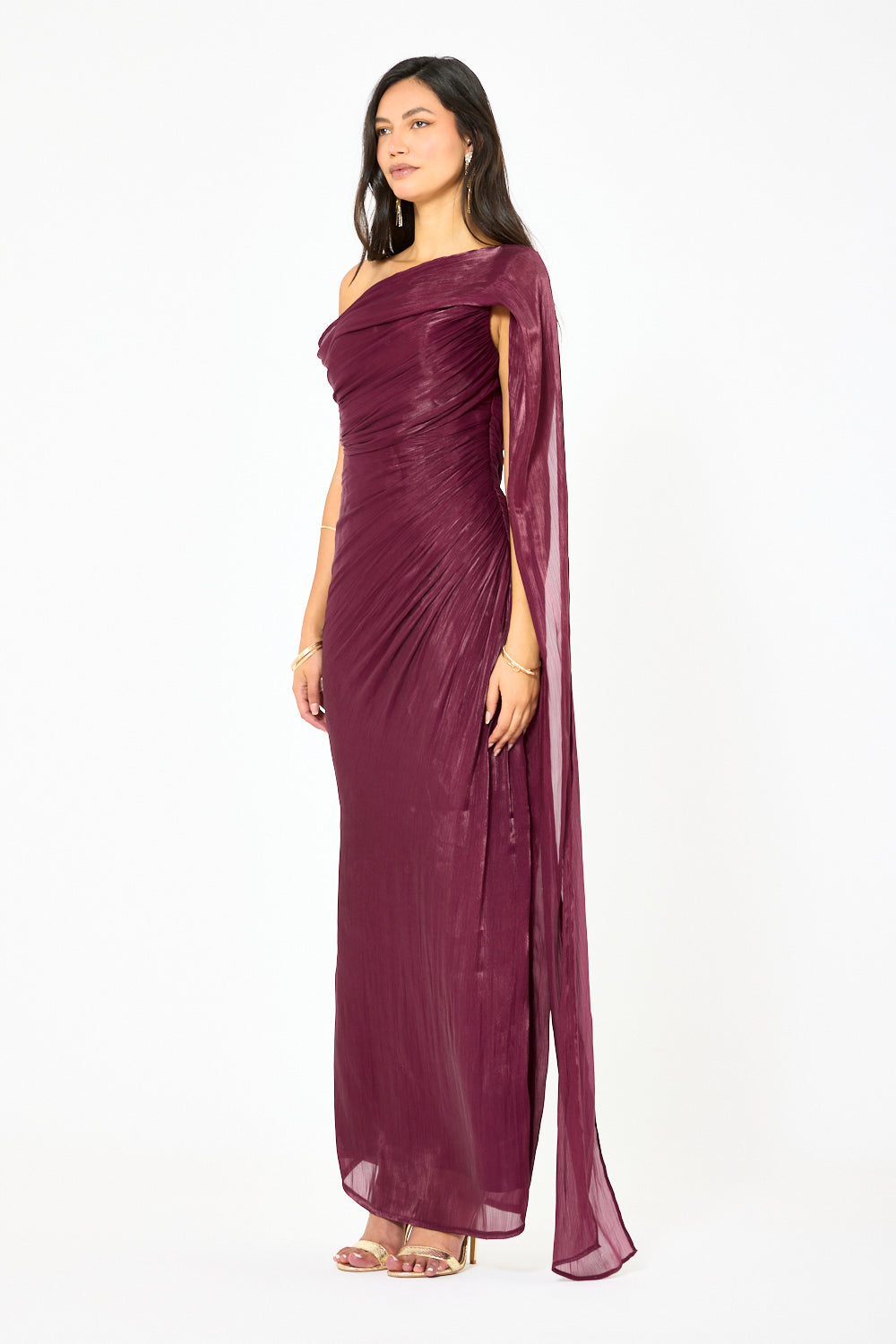 Liquid Sheen One-Shoulder Gown