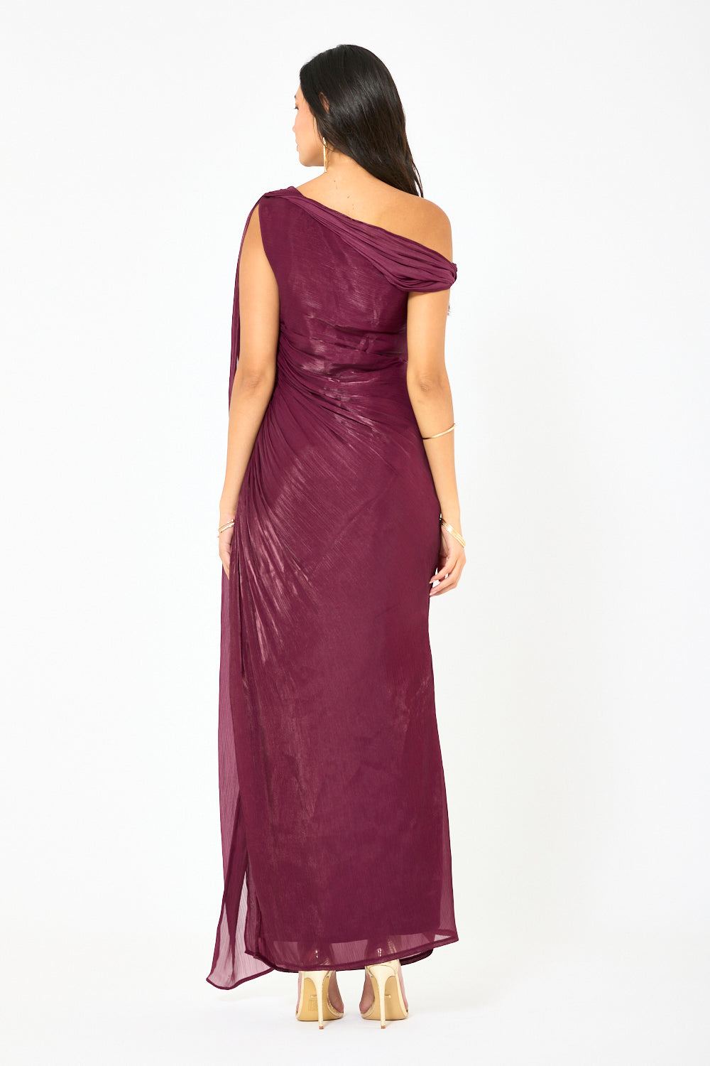 Liquid Sheen One-Shoulder Gown