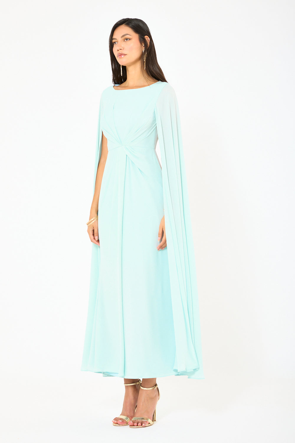 Draped Twisted Cape Gown