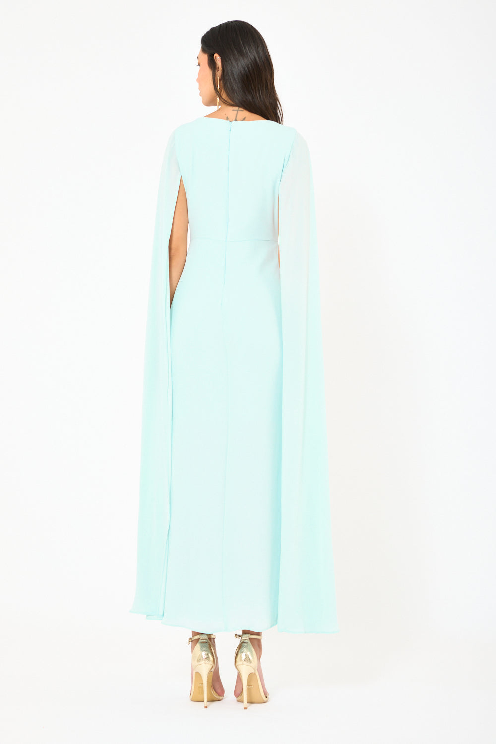 Draped Twisted Cape Gown