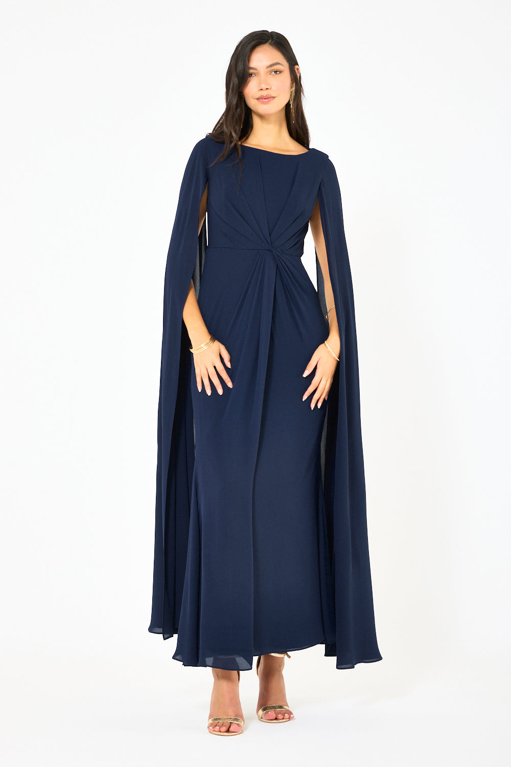 Draped Twisted Cape Gown