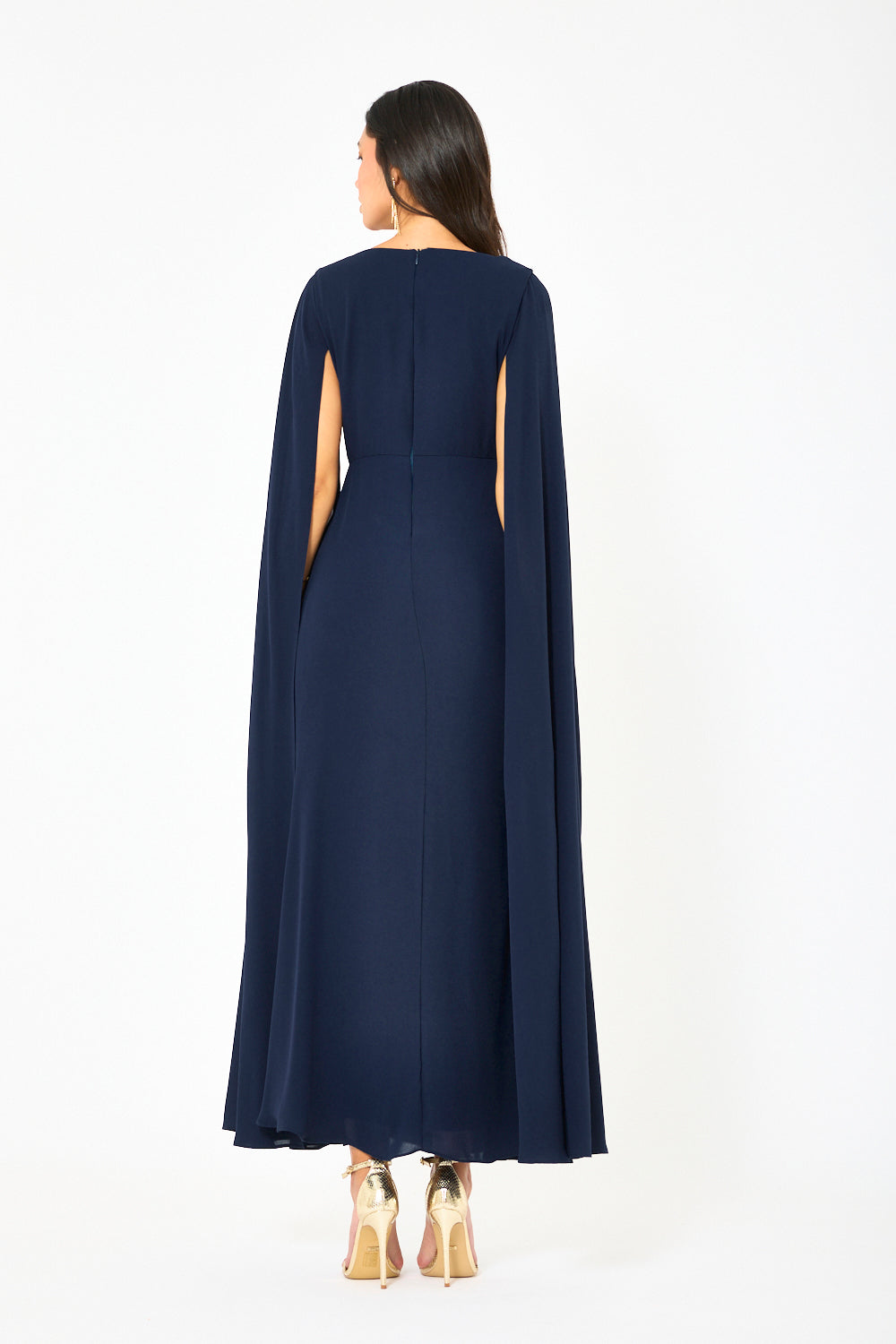 Draped Twisted Cape Gown