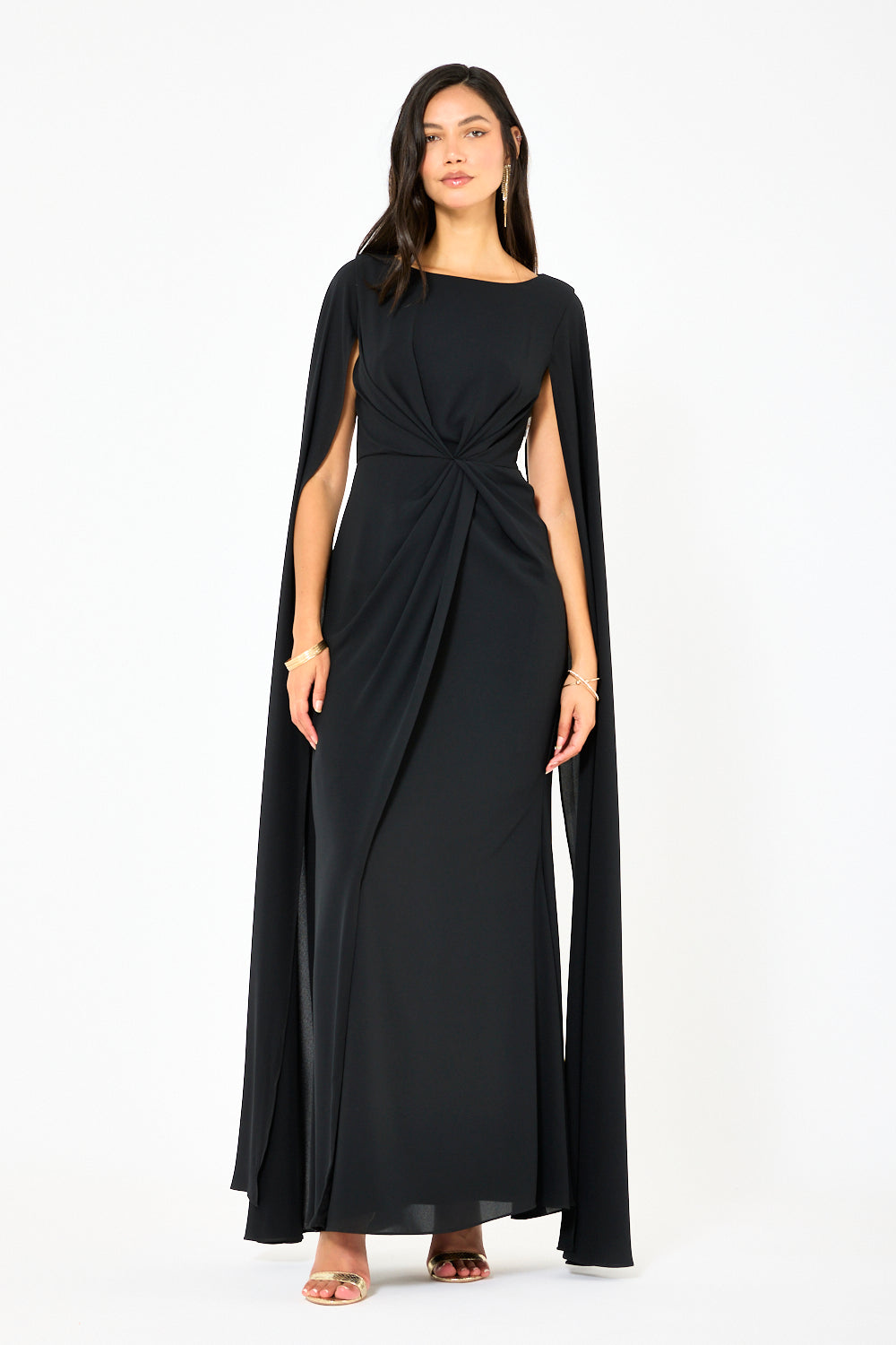 Draped Twisted Cape Gown
