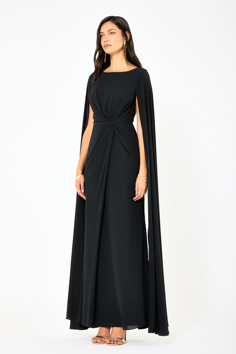 Draped Twisted Cape Gown