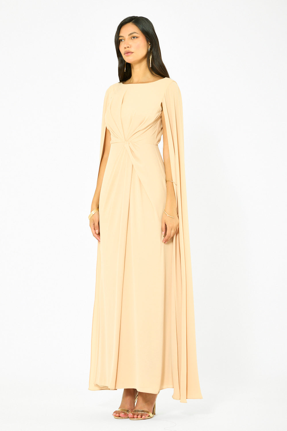 Draped Twisted Cape Gown
