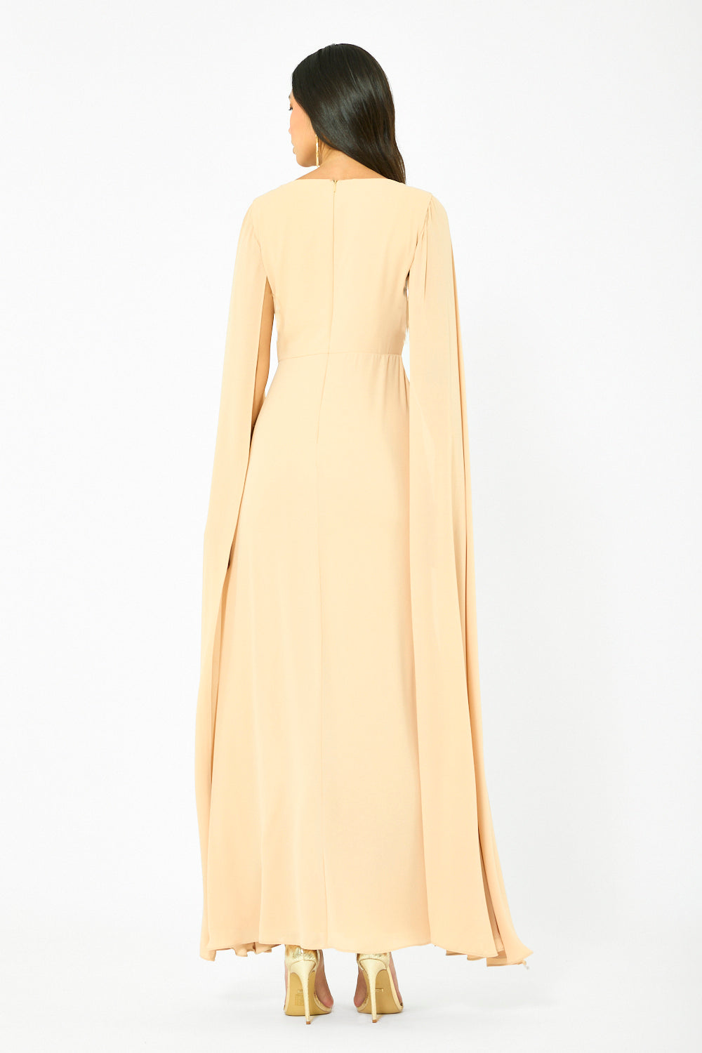 Draped Twisted Cape Gown