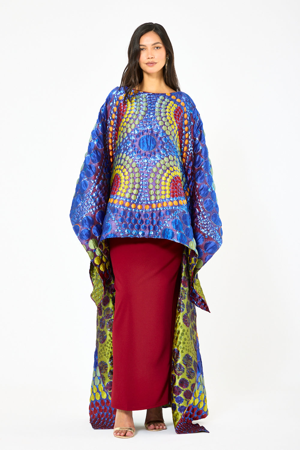 Abstract Print Layered Kaftan Set