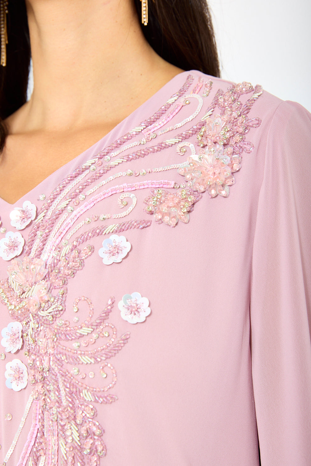 Floral Embellished Cape Dress