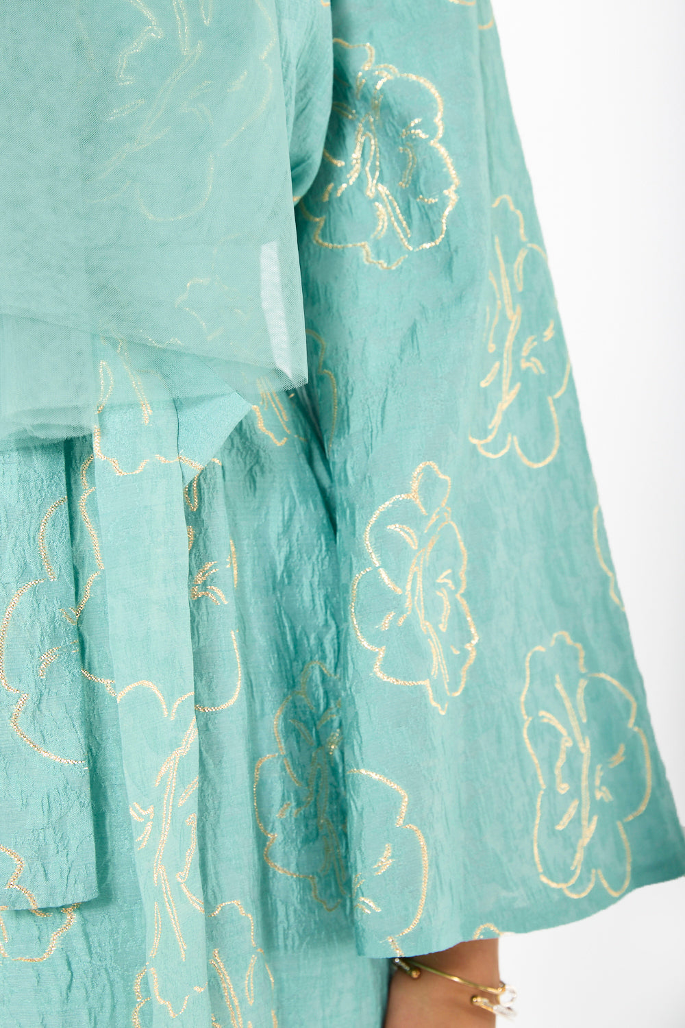 Floral Overlay Asymmetric Cape Dress