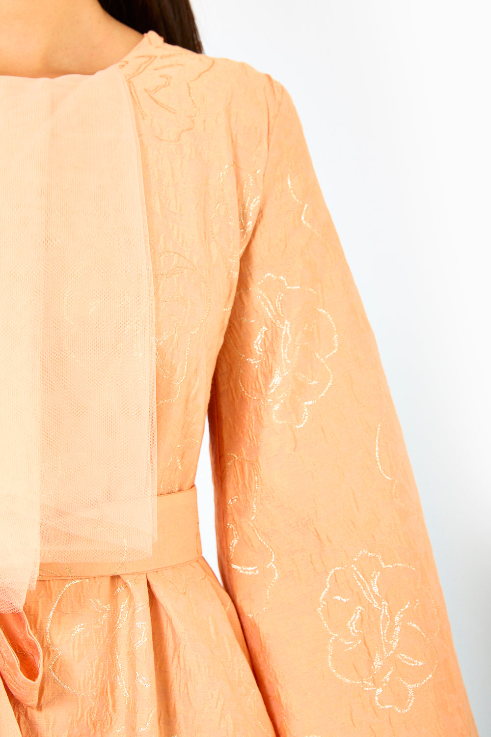 Floral Overlay Asymmetric Cape Dress