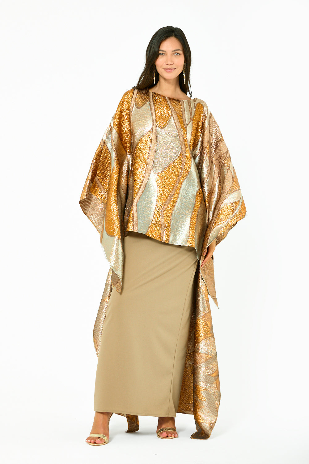 Abstract Print Layered Kaftan Set
