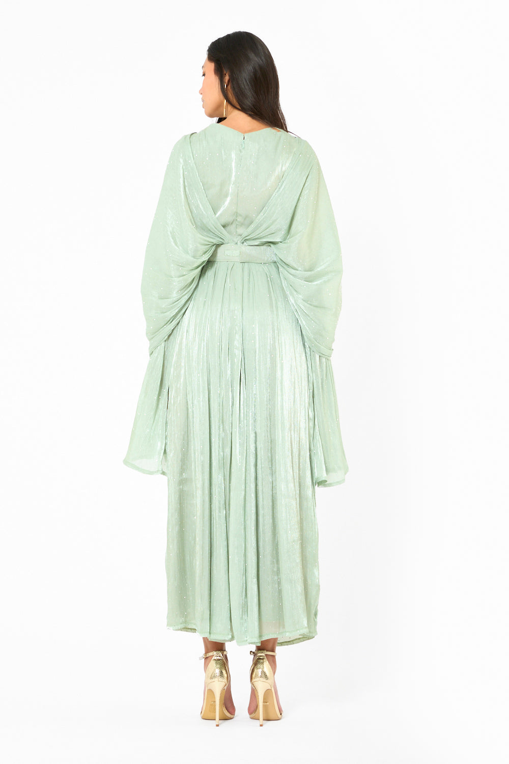 Twist Front Pleated Drape Gown
