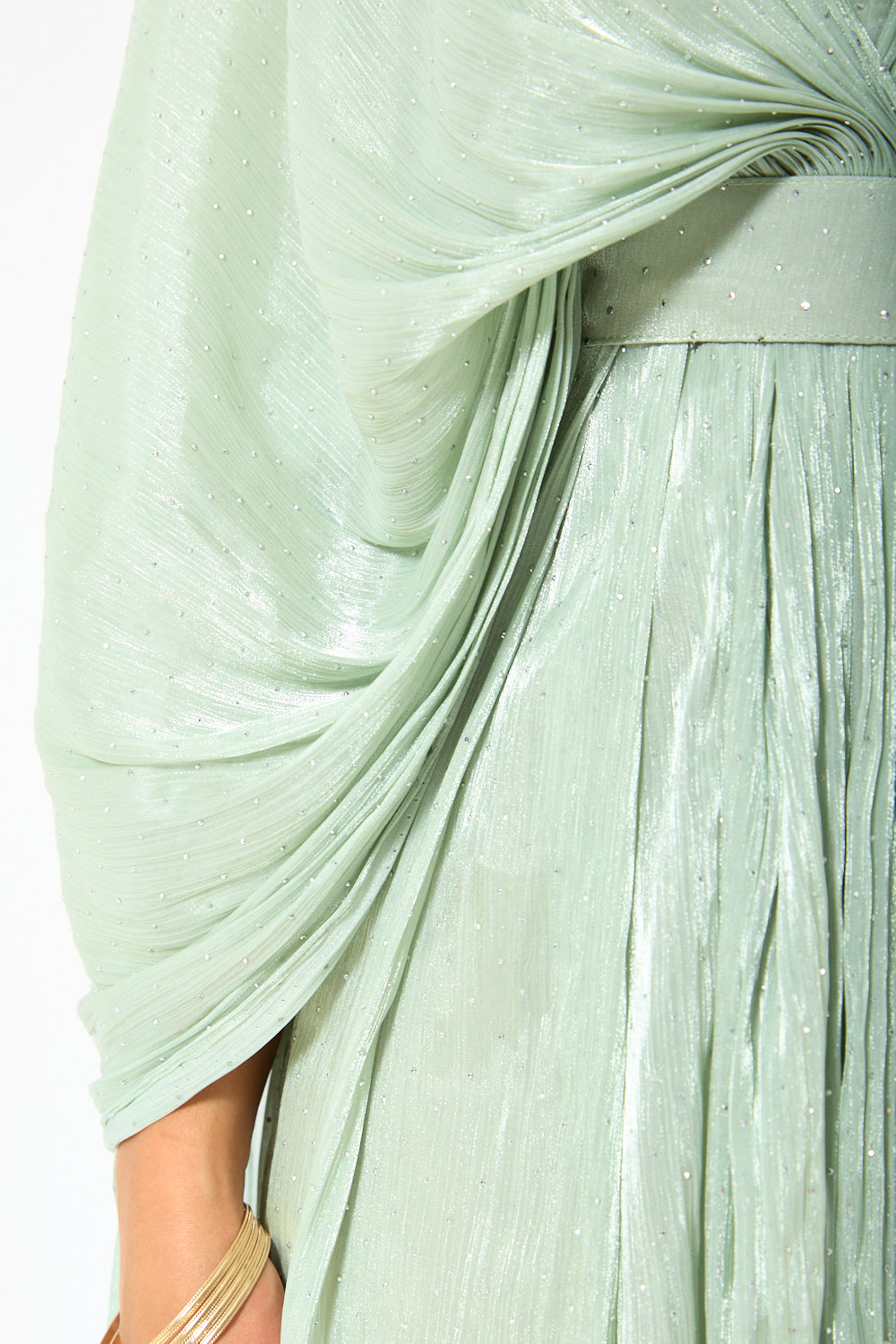 Twist Front Pleated Drape Gown