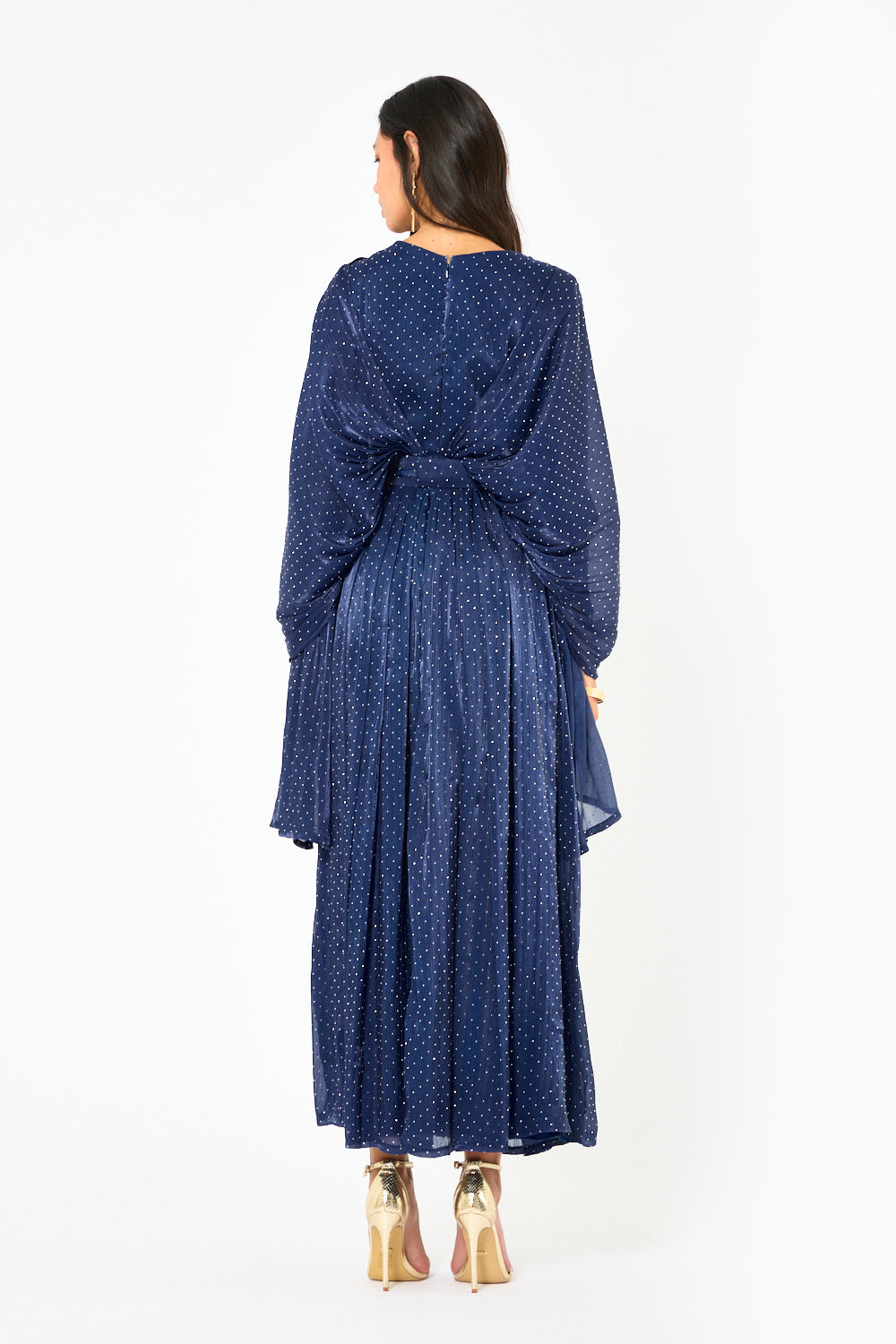 Twist Front Pleated Drape Gown