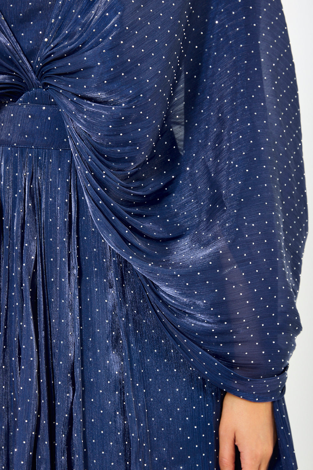 Twist Front Pleated Drape Gown