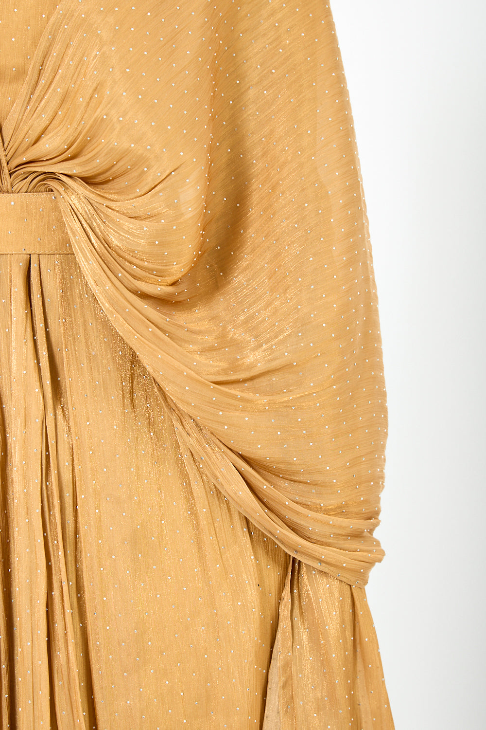 Twist Front Pleated Drape Gown