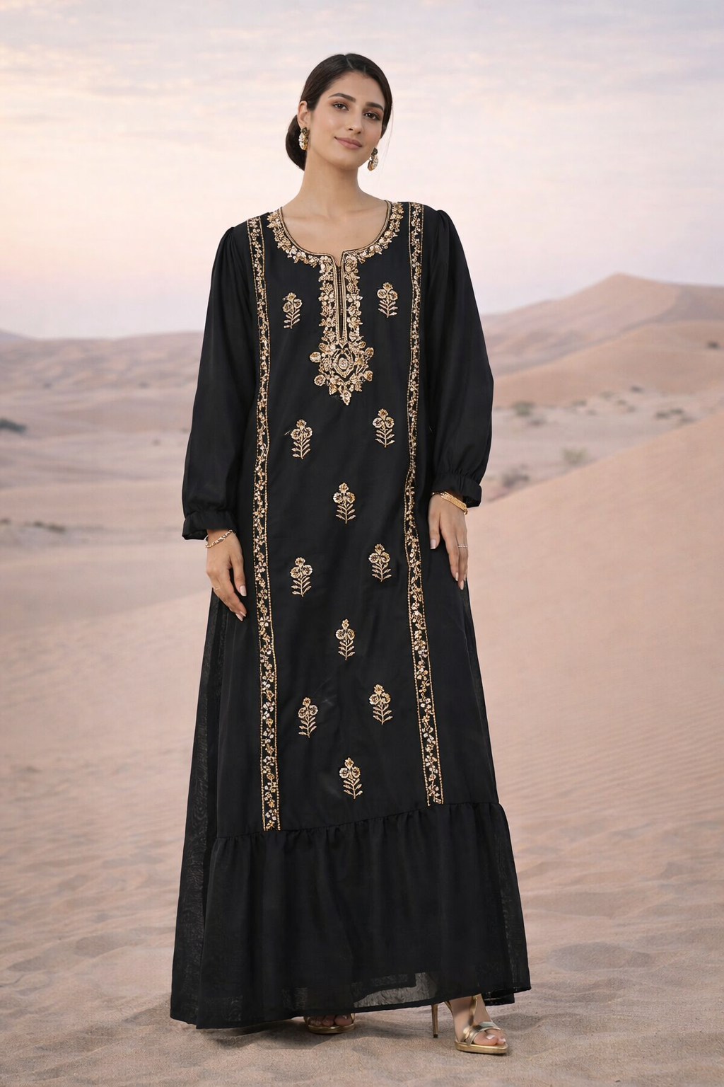 Noir Heritage Embroidered Kaftan