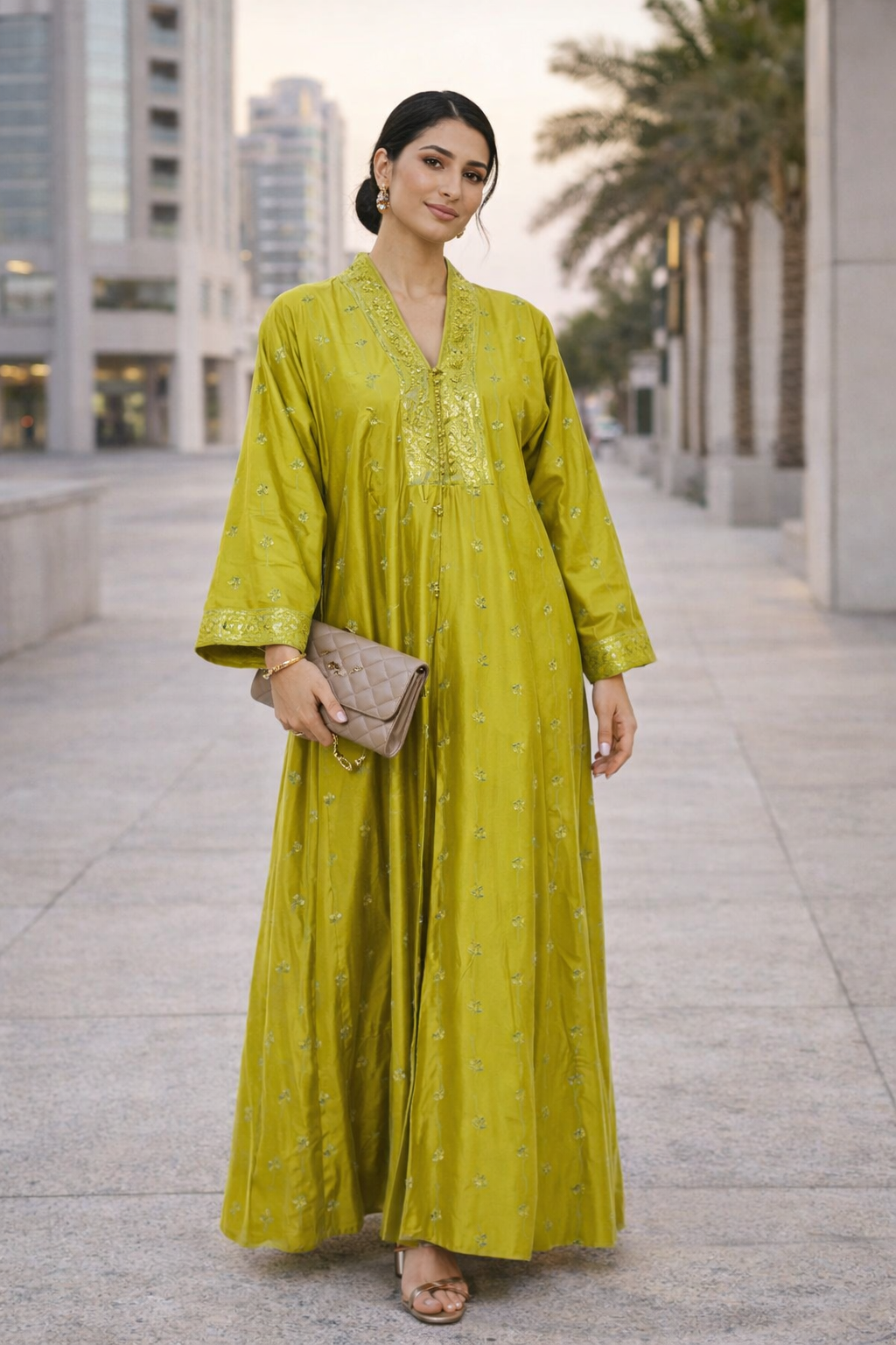 Amethyst Embroidered Panel Kaftan