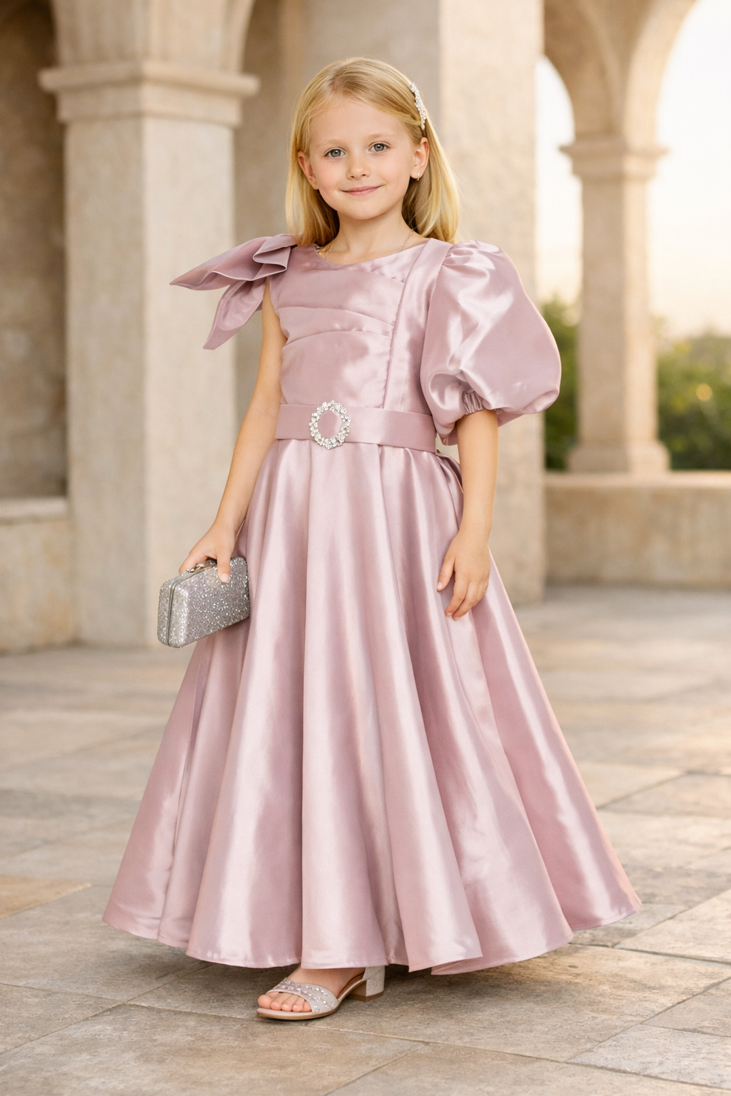 Statement Shoulder Bow Detail Gown