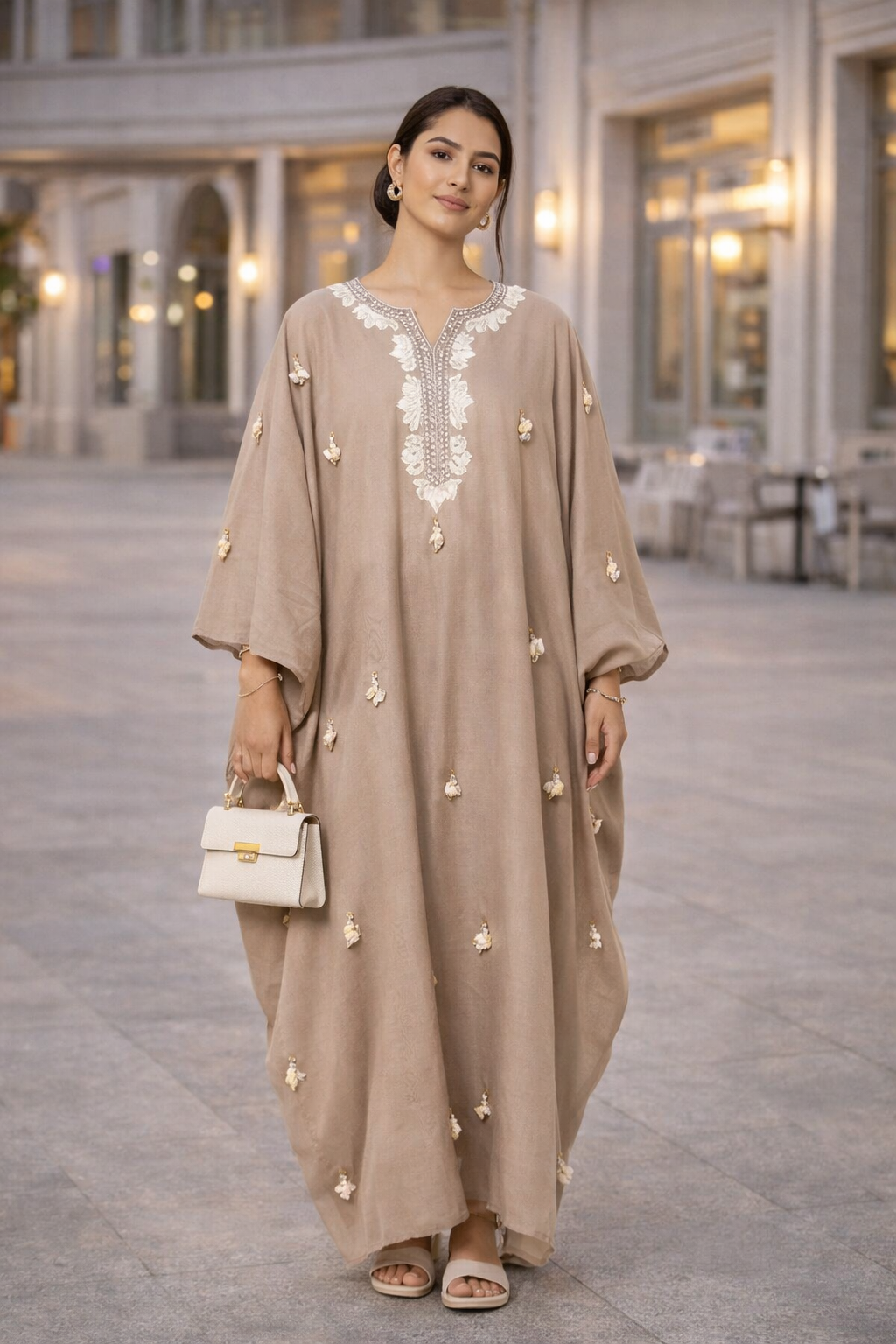 Beaded Drop work Kaftan Silhouette