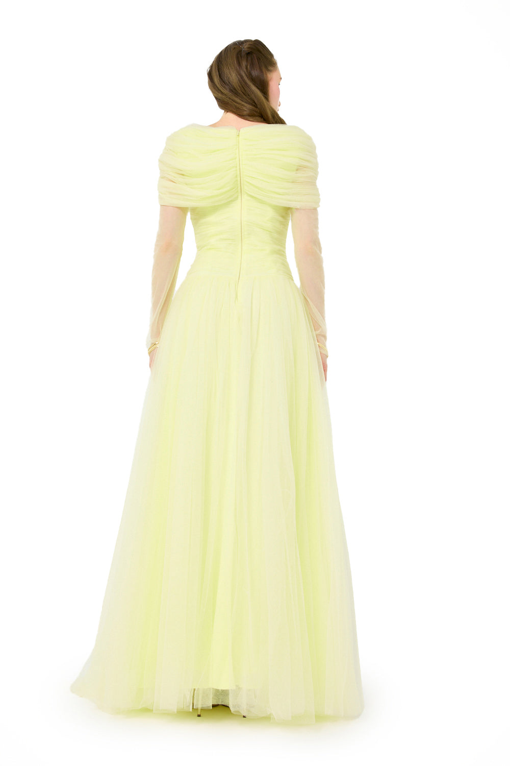 Off-Shoulder Draped Yoke Gown