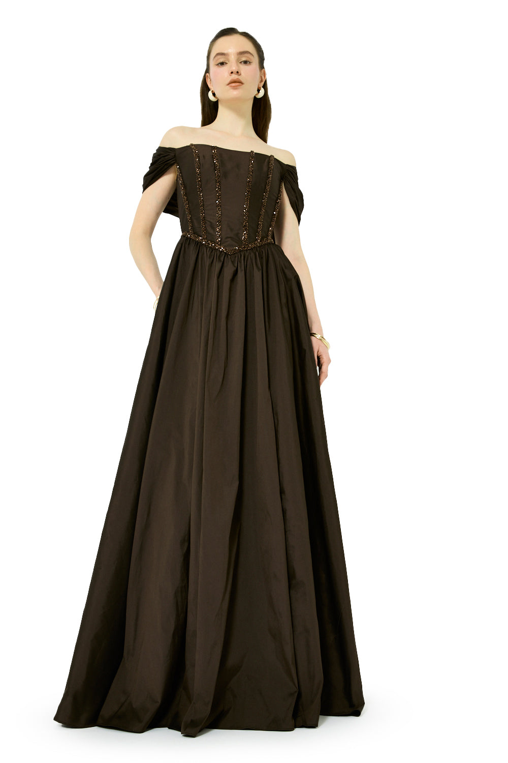 Off-Shoulder Embellished Ball Gown