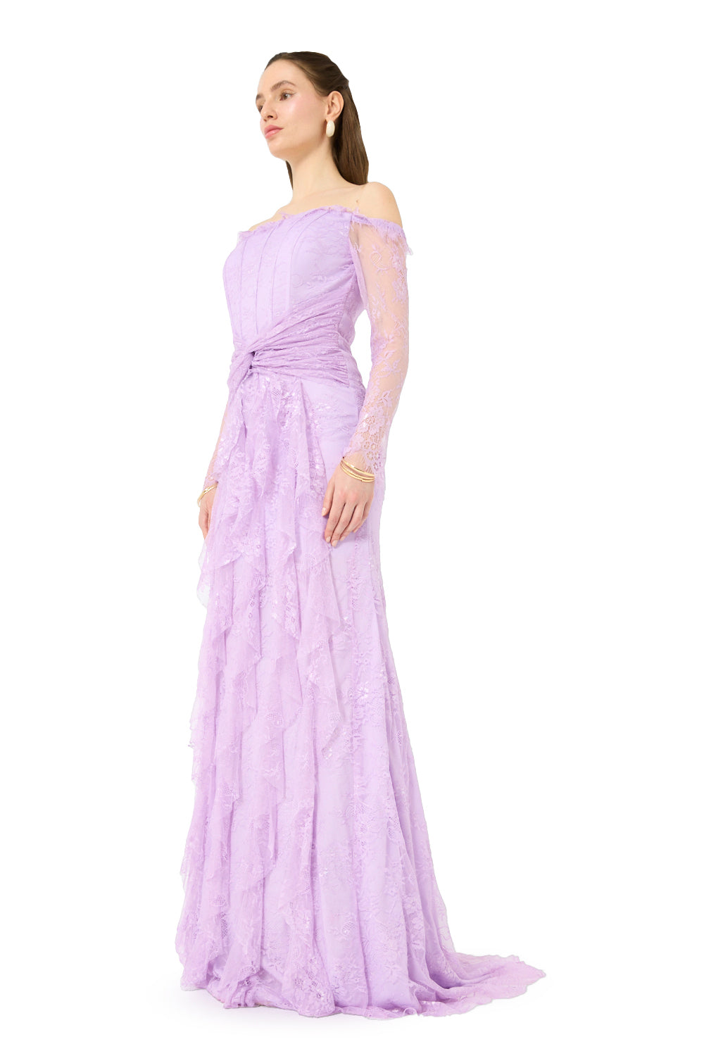 Twist Waist Cascade Gown