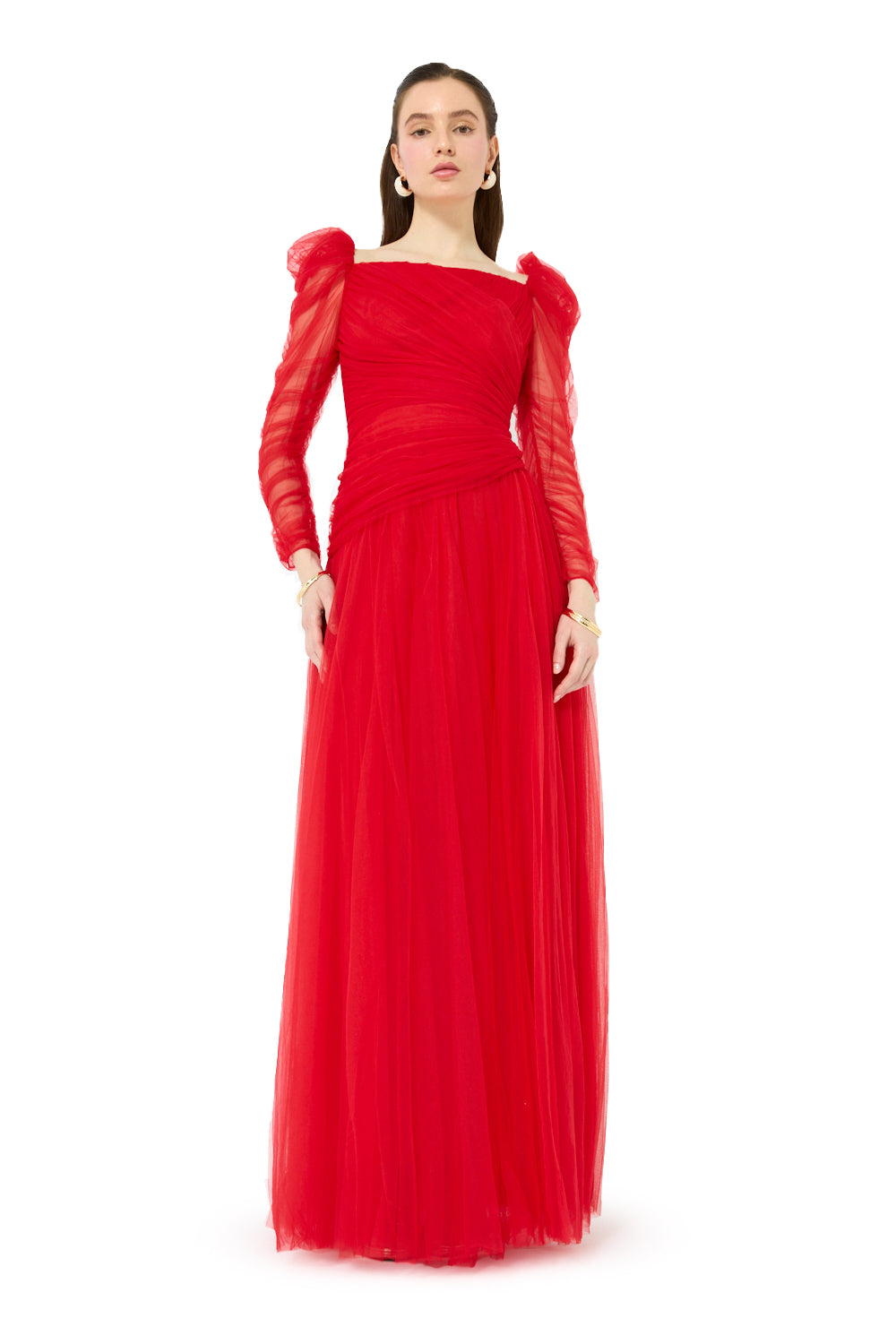 Draped Waist Pleated Gown
