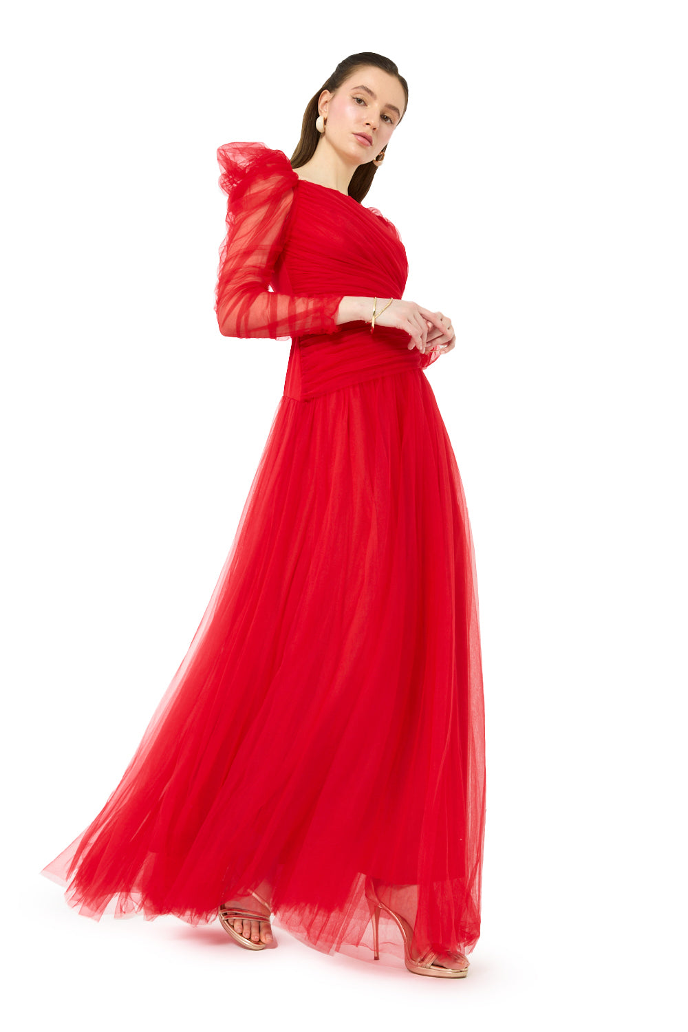 Draped Waist Pleated Gown