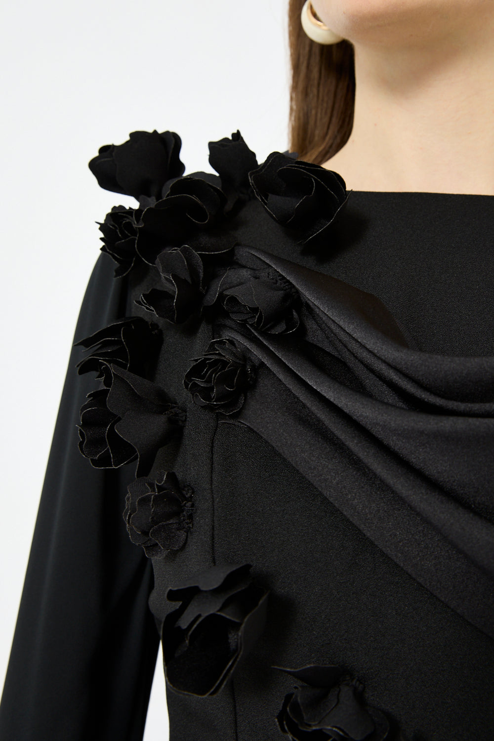 Floral Shoulder Cape Gown