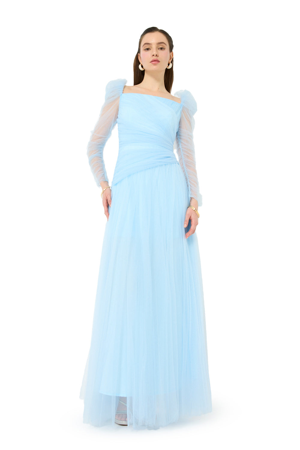 Draped Waist Pleated Gown