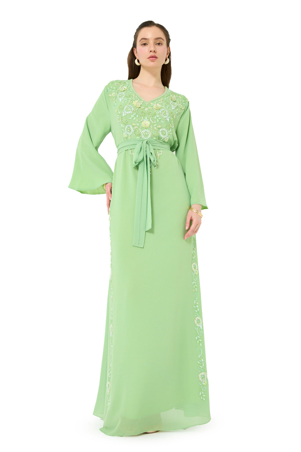 Tie Waist Embellished Kaftan