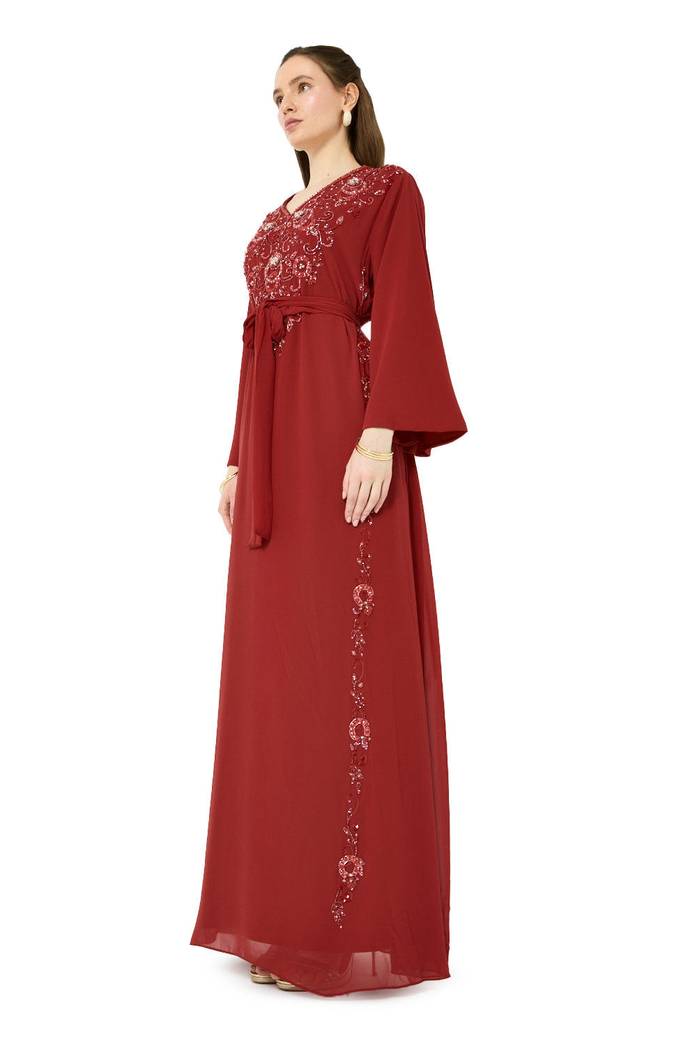 Tie Waist Embellished Kaftan